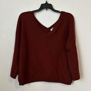 Madewell Women's Size Small Mahogany Double V-Neck Pullover Sweater